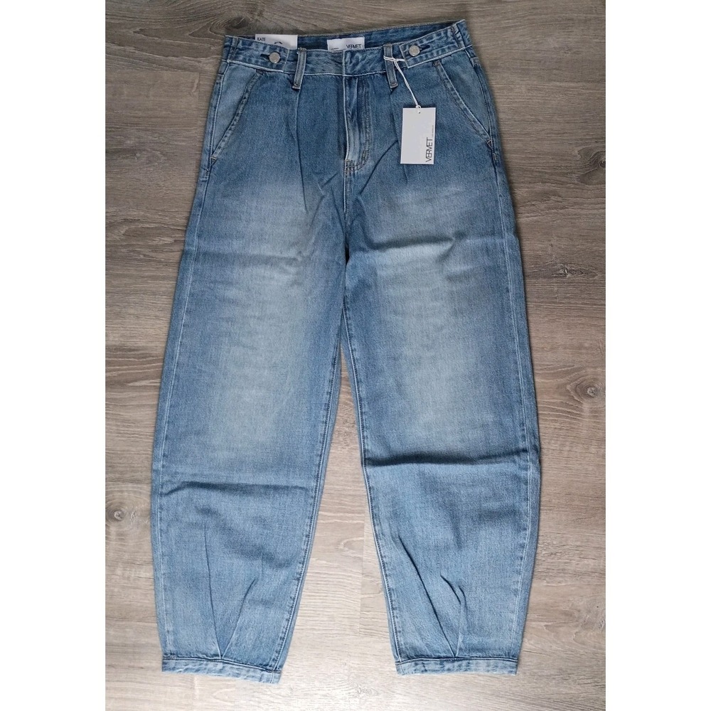 VERVET 27 Barrel‎ Leg Kate Jeans Denim V3681 Women's High Rise Blue